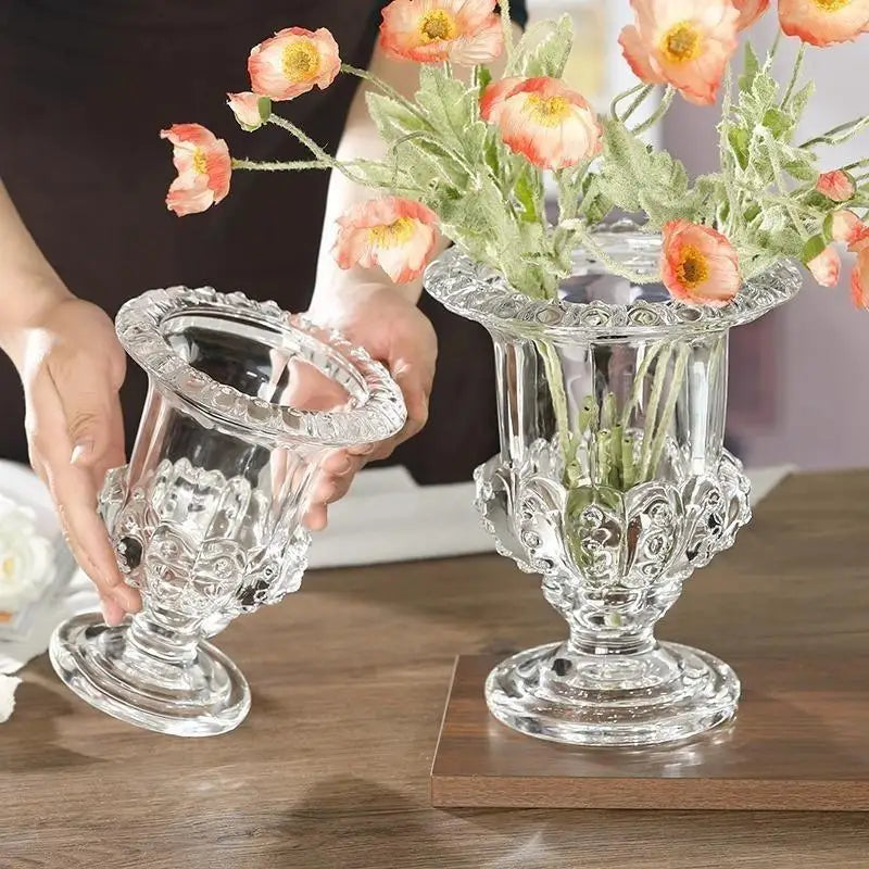 Luxury Transparent Glass Vase | Roman Goblet Style Home Decor Decorative Glass Vase Nixie
