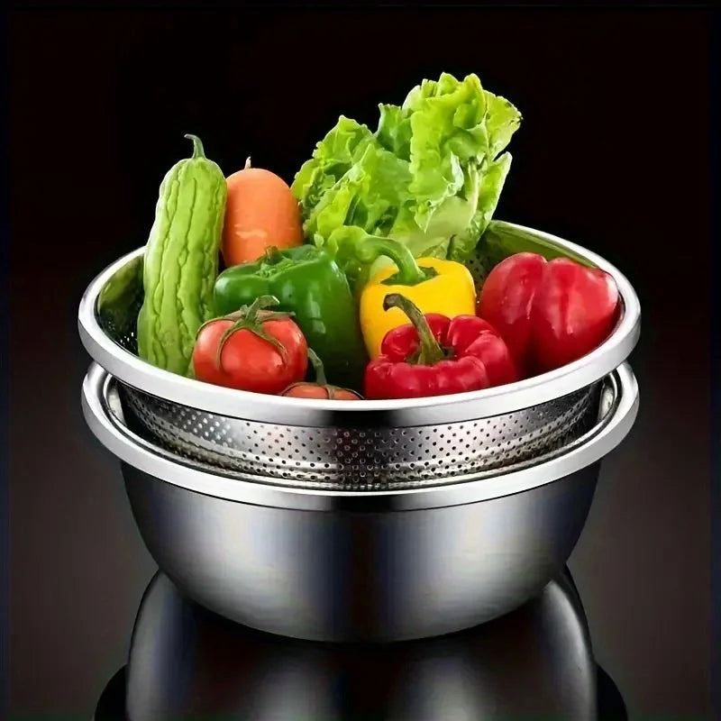 2-Piece Stainless Steel Colander Set – Pasta & Veggie Strainer Colander Strainer Set Nixie