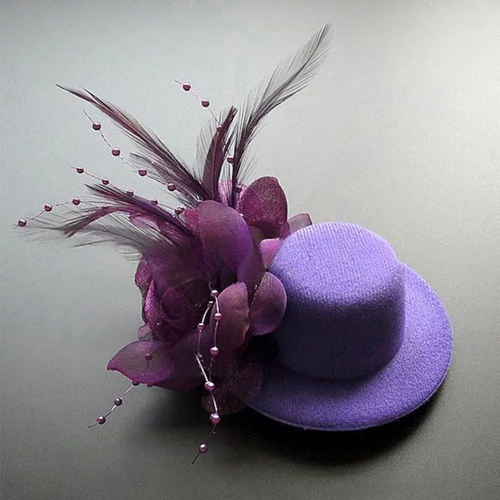 Kids Fascinator Hat 13cm Feather Flower Pillbox Hair Clip