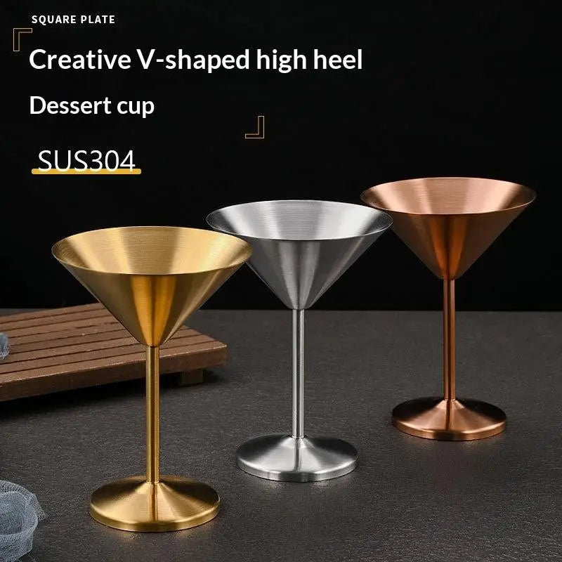 Stainless Steel Goblet | Cocktail, Wine & Dessert Cup Metal Goblet Glass Nixie