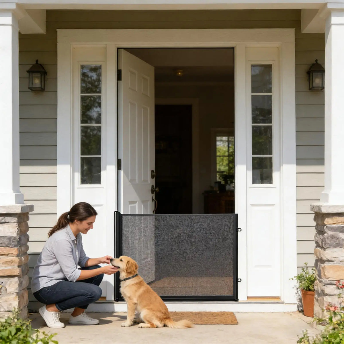 Retractable Dog Gate No Drill – Stairs, Doorways & Terraces