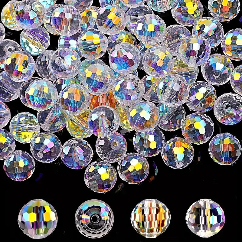 50PCS 8mm AB Crystal Glass Round Faceted Beads – Jewelry Making Crystal Craft Beads Nixie AB 30PCS 8MM