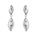 Silver-Plated Simulated Opal Stud Earrings | Vintage Gift Stud Earrings Nixie Light Yellow Gold Color
