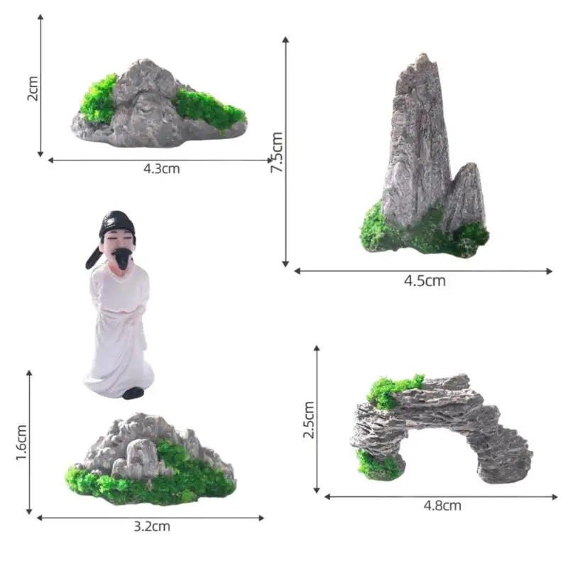 Miniature Mountain Stone Decor – Resin Bonsai Terrarium Ornament Miniature Garden Ornament Nixie