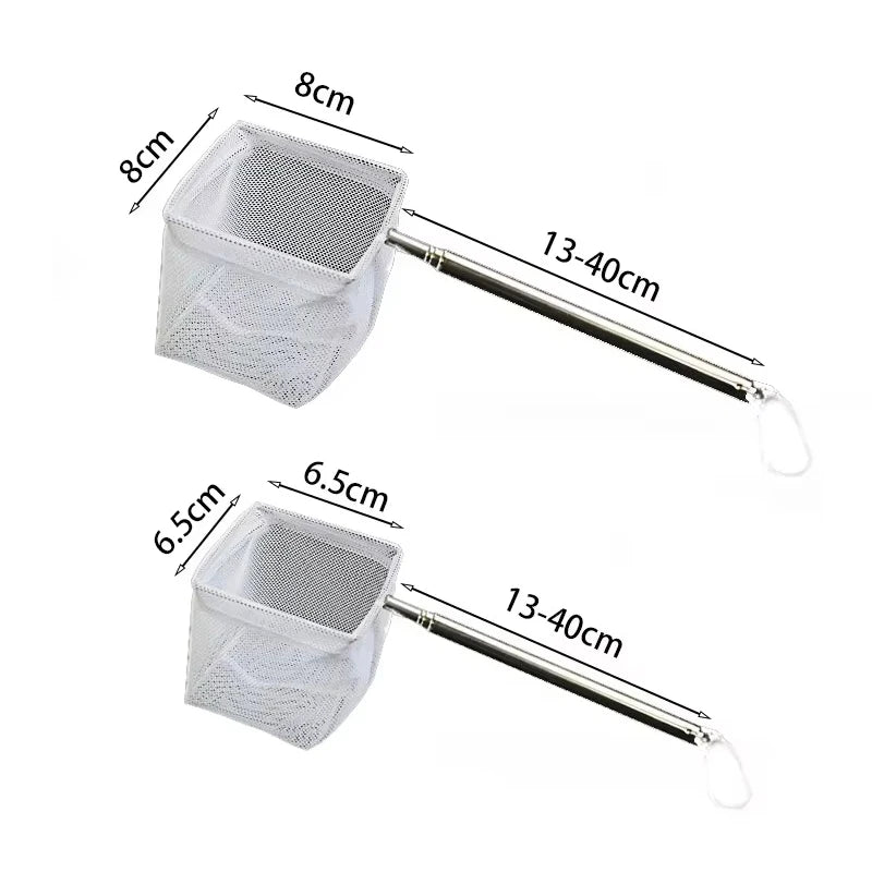 Aquarium Square Fish Net Extendable Handle & Suction Cup Aquarium Fish Net Nixie