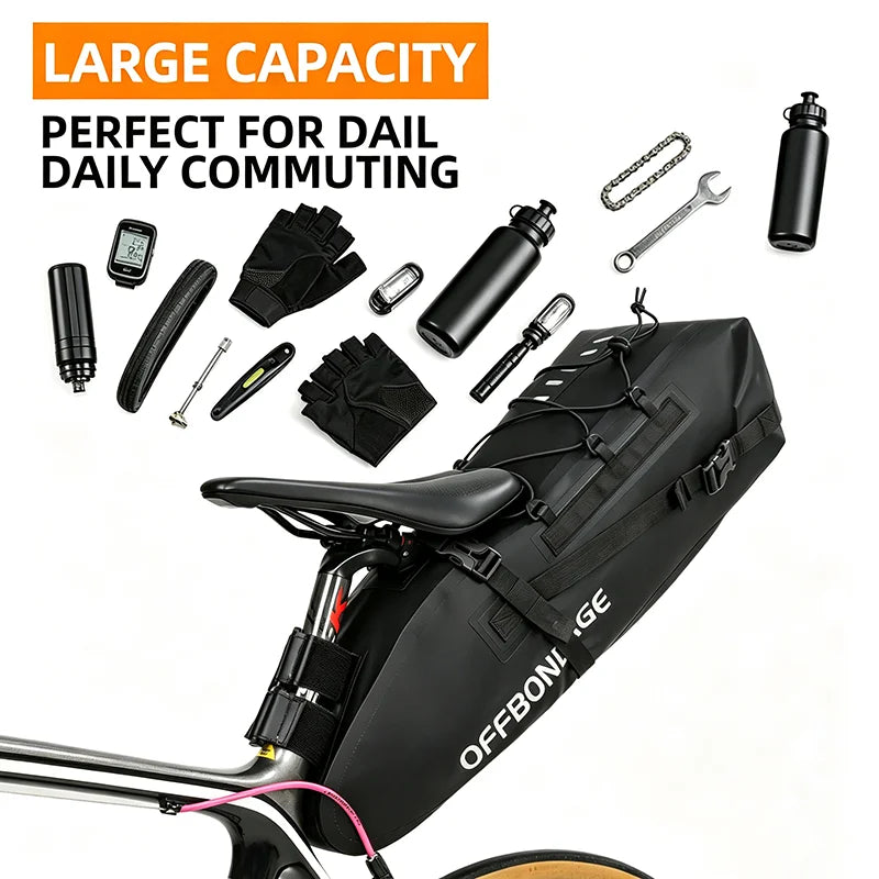 OFFBONDAGE 15L Waterproof Bike Saddle Bag – MTB & Road Bicycle Saddle Bag Nixie