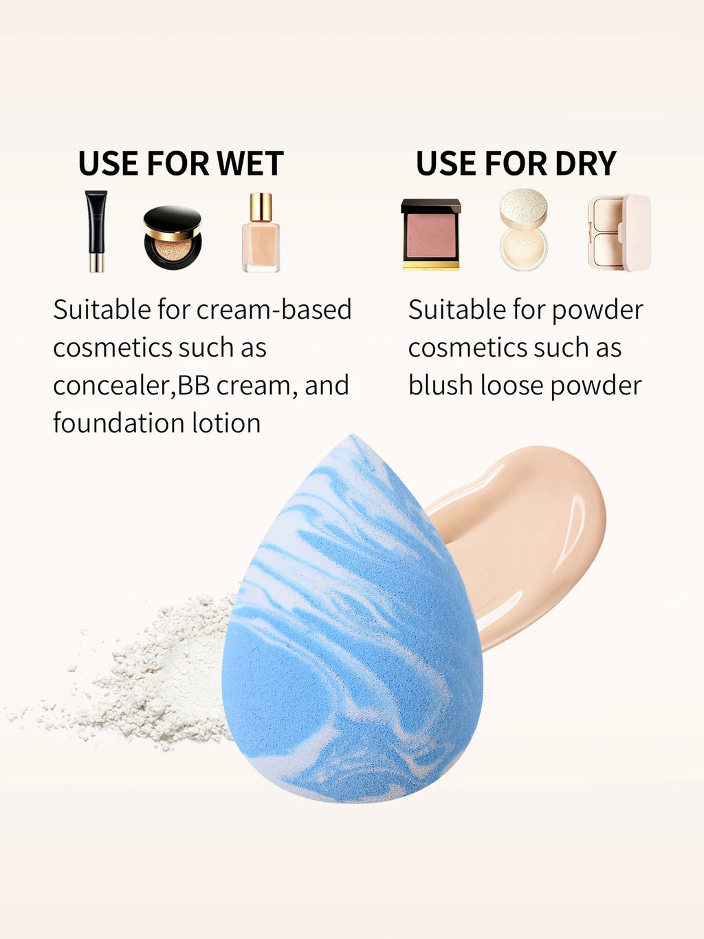 6-Piece Water-Drop Makeup Sponge Set – Wet & Dry Foundation Puffs Makeup Sponge Set Nixie