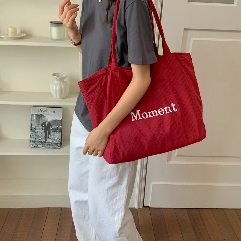 Large Capacity Korean Minimalist Shoulder Bag – Letter Print Shoulder Handbag Nixie