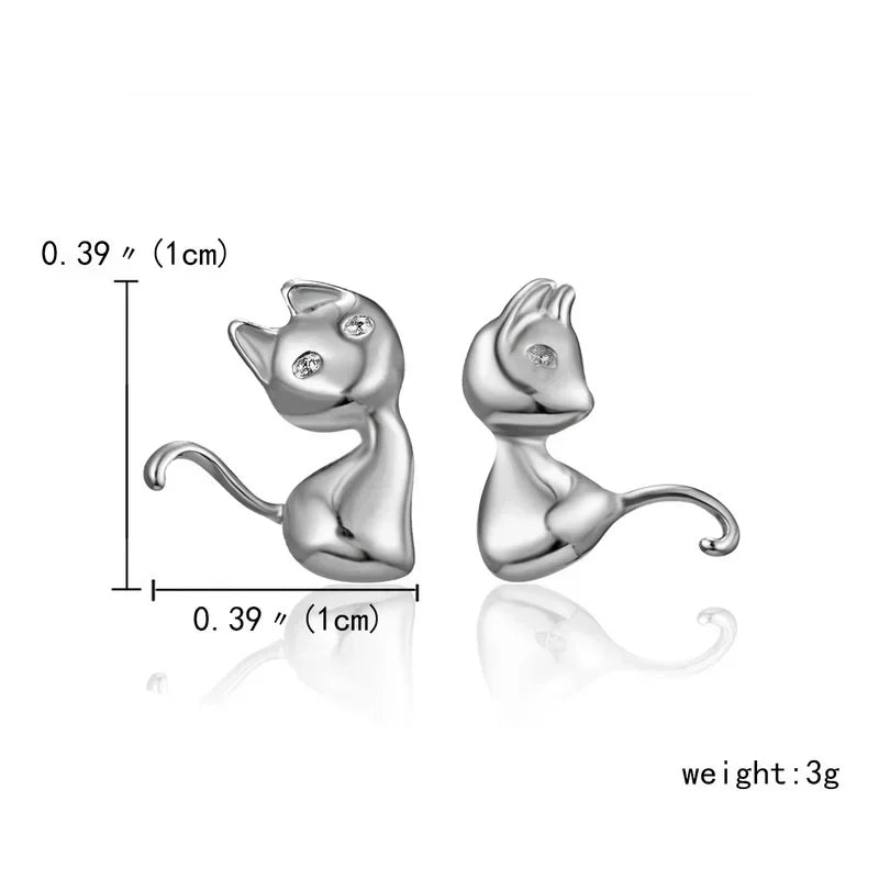 Cute Cat Hollow Stud Earrings – Silver & Gold | 1 or 5 Pairs Stud Earrings Nixie