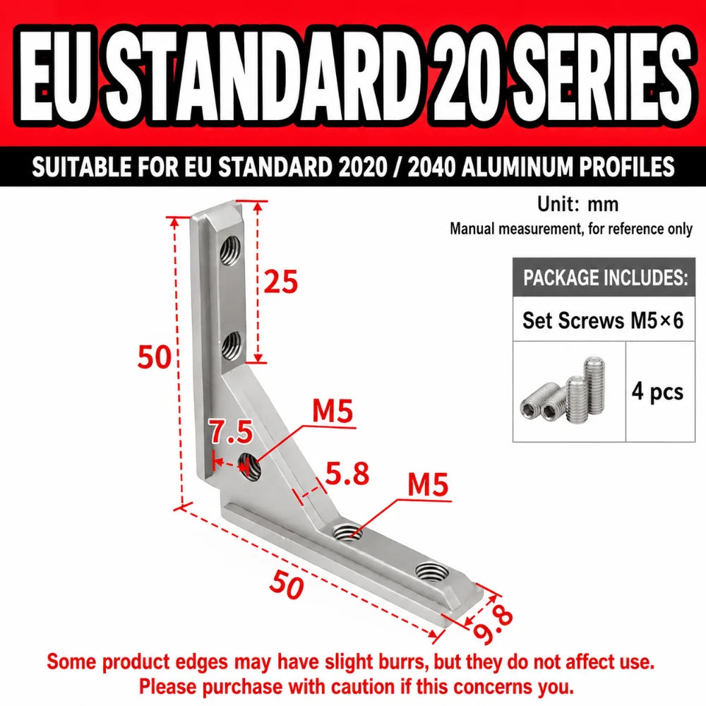 Aluminum Profile Angle Slot Connector L Bracket 2020 3030 4040 Profile Corner Bracket Nixie 1pcs 2020