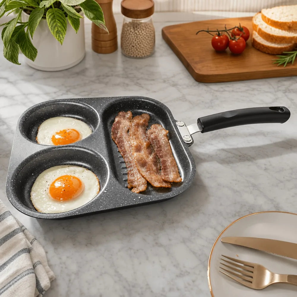 3-in-1 Non-Stick Divided Breakfast Skillet – Egg & Bacon Pan Divided Breakfast Skillet Nixie
