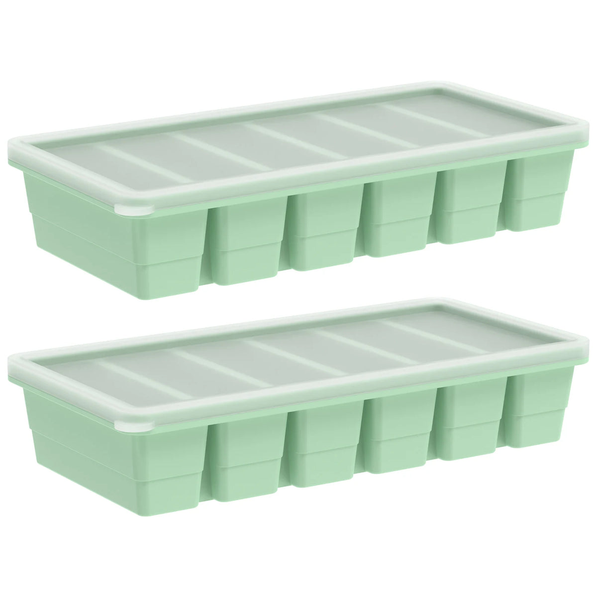 2Pcs Silicone Freezer Mold with Lid – Stackable Food Tray Silicone Freezer Mold Nixie 2Pcs Style 1