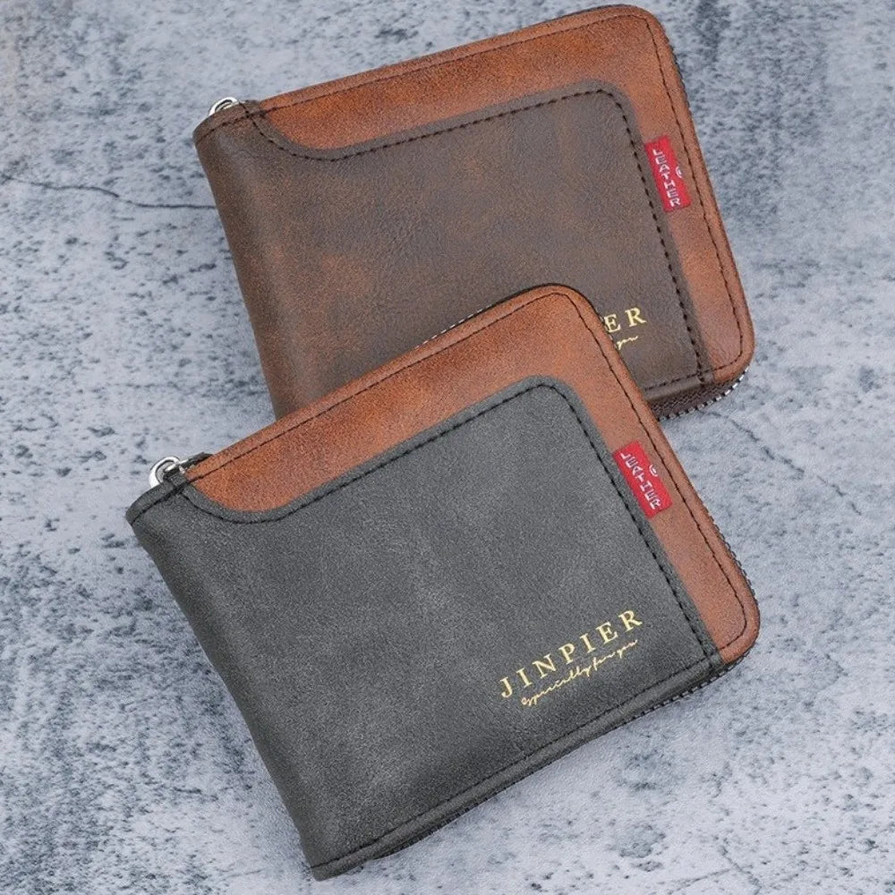 Men's PU Leather Short Wallet Zipper Card Holder | Nixie Leather Wallet Nixie