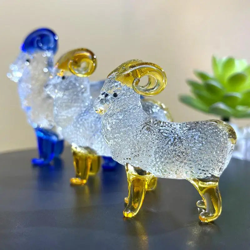 Crystal Sheep Figurine 2027 Zodiac Statue Home Décor Ornament