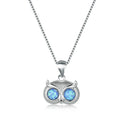 Women's Silver Blue Simulated Opal Owl Pendant Necklace Pendant Necklace Nixie Blue