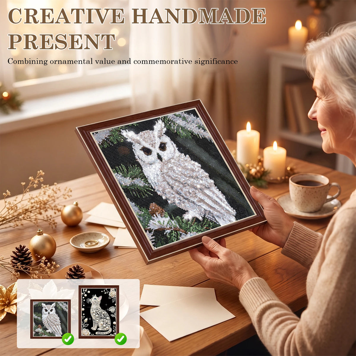 Owl & Cat Faux Pearl Diamond Painting Kit – DIY Wall Art Set Diamond Painting Kit Nixie