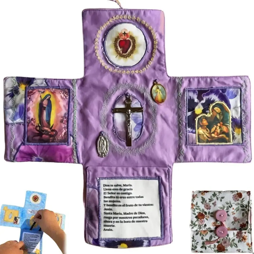 Handcrafted Pocket Devotional with Cross & Saint Images
