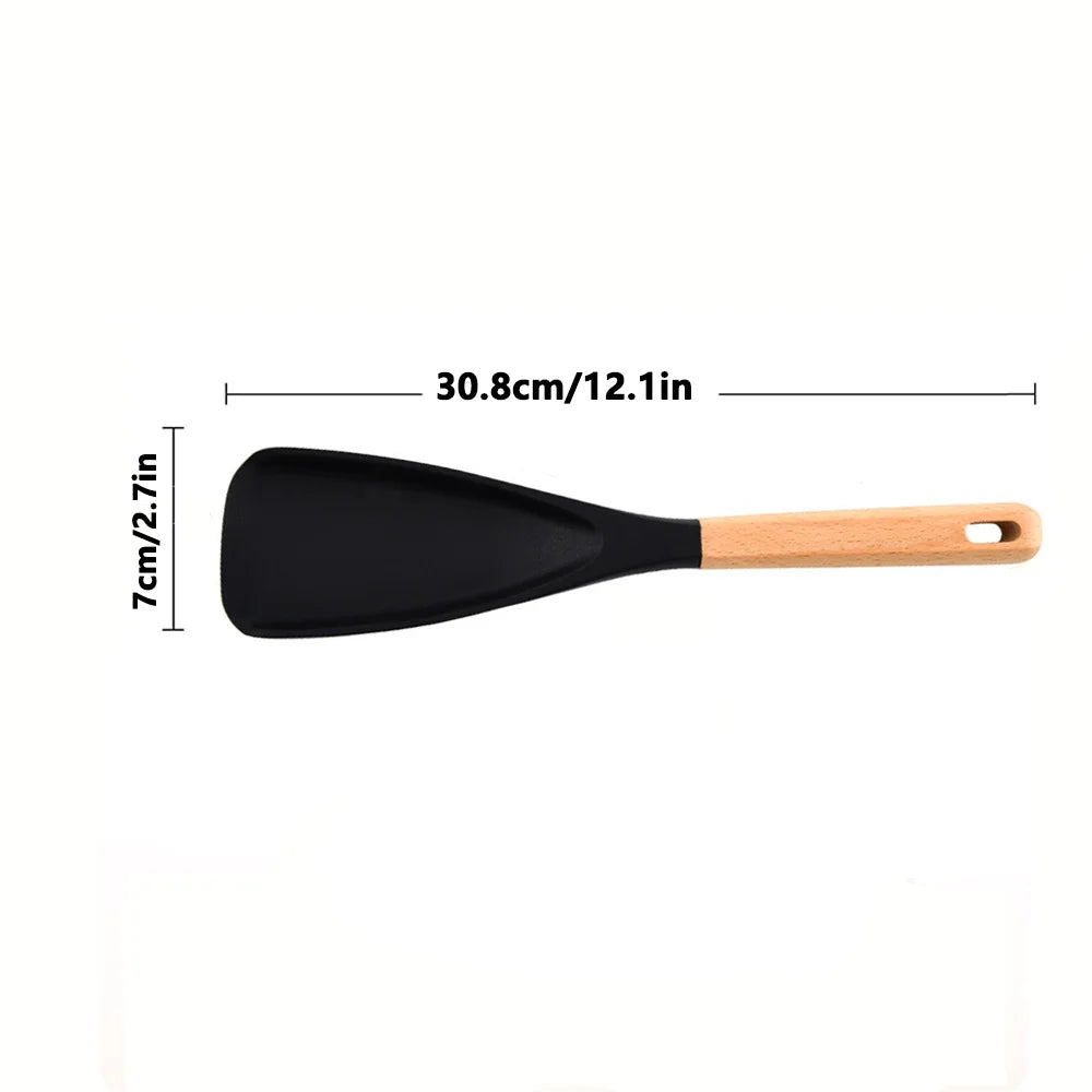Silicone Cooking Spoon Spatula with Wooden Handle | Nixie Silicone Kitchen Spatula Nixie
