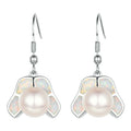 White Pearl Simulated Opal Silver Dangle Drop Earrings Dangle Drop Earrings Nixie Light Yellow Gold Color