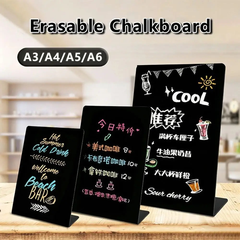 Acrylic Freestanding Chalkboard A3–A6 Reusable Tabletop Sign Tabletop Chalkboard Sign Nixie