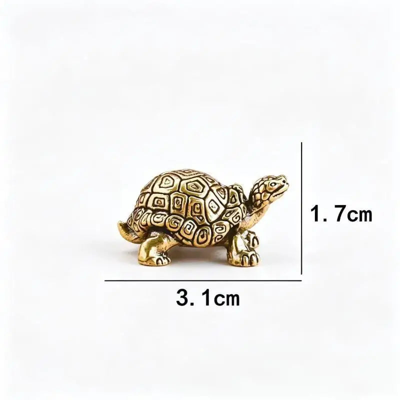 Solid Brass Mini Turtle Figurine | Antique Tea Pet Ornament Brass Figurine Nixie A1