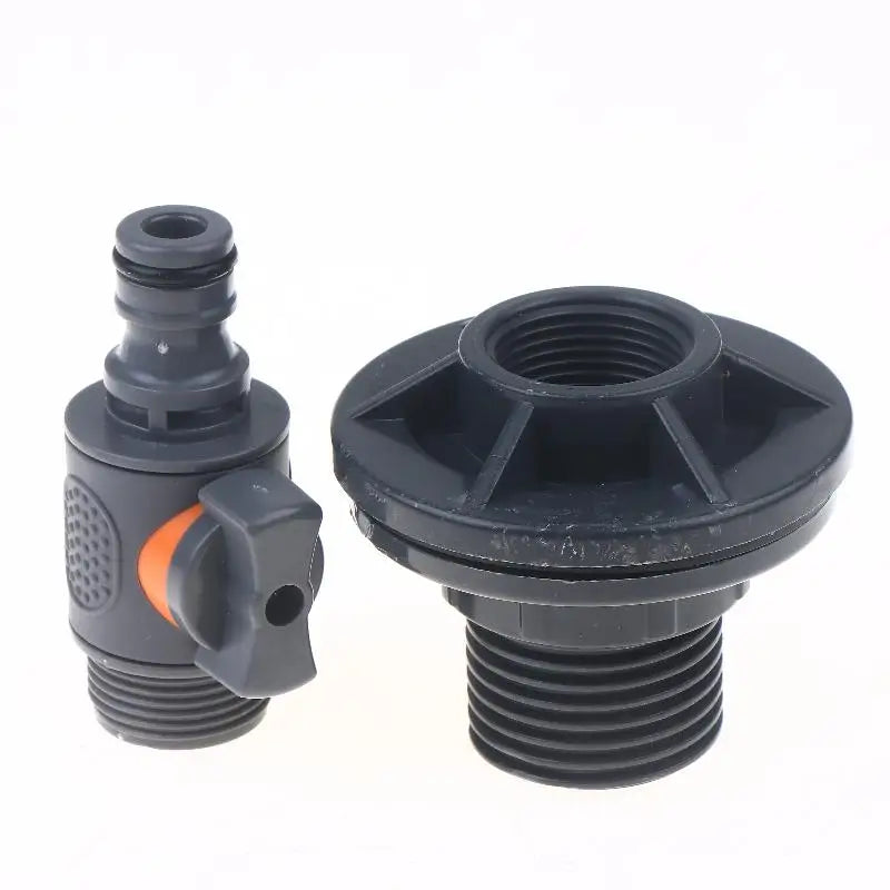 PVC Water Barrel Adapter with Valve – Rainwater Tank Connector Water Tank Adapter Nixie