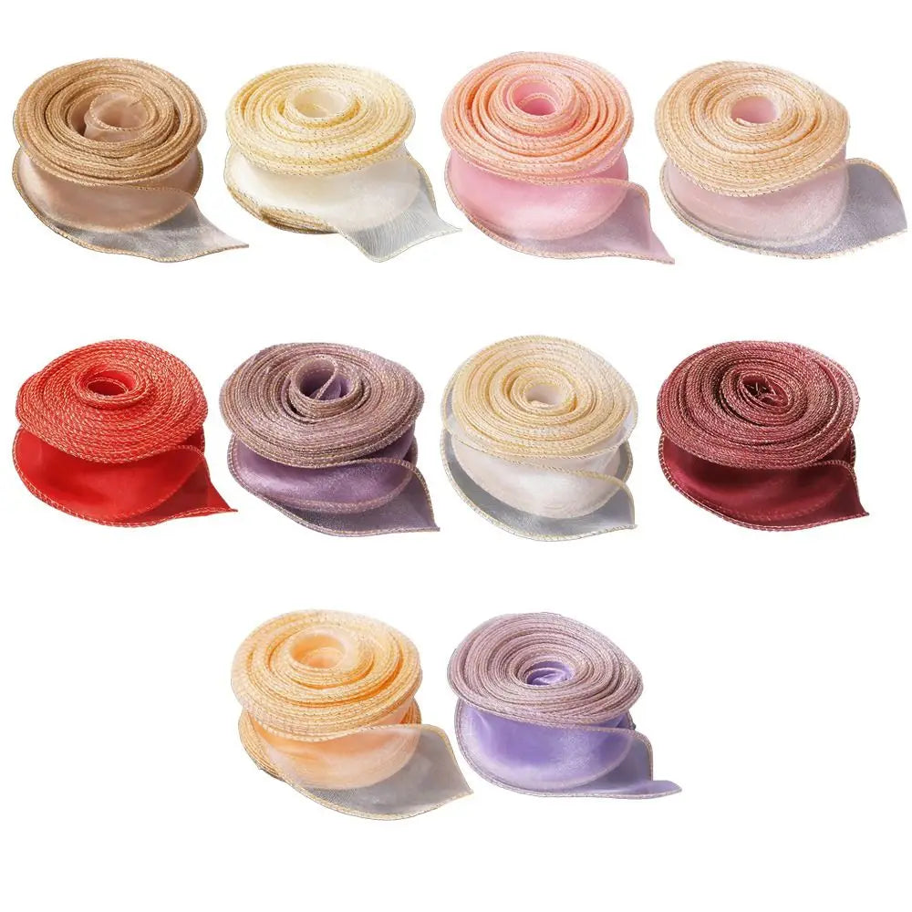 4cm Wired Organza Ribbon Satin Fishtail 10 Yards Solid Color Decorative Craft Ribbon Nixie