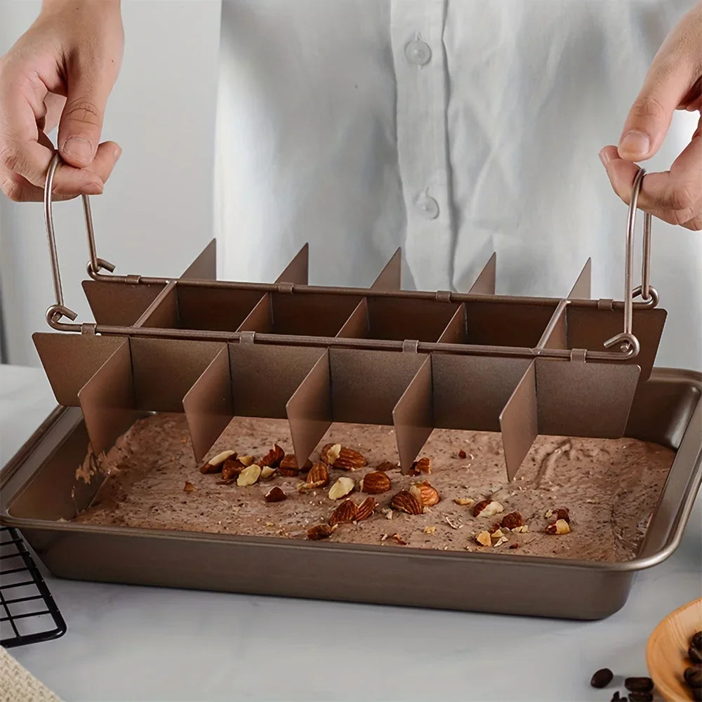 18-Grid Stainless Steel Brownie Pan with Dividers – Non-Stick Brownie Baking Pan Nixie