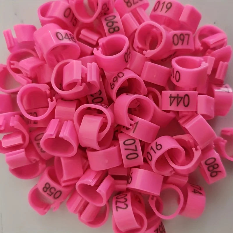 50Pcs Bird Foot Rings 8mm Auto Buckle – Pigeon & Quail ID Bands Bird Identification Rings Nixie Pink