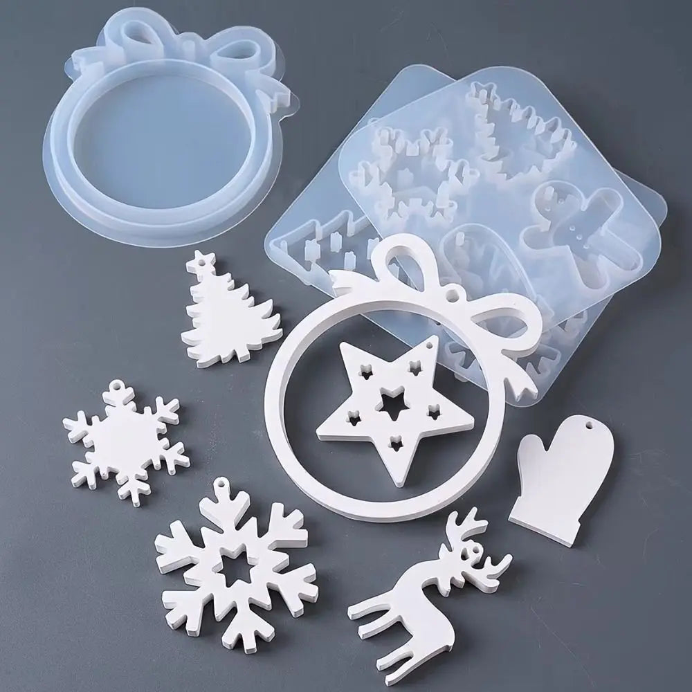 Christmas Silicone Mold – Elk, Snowflake & Tree Resin Mould Silicone Craft Mold Nixie