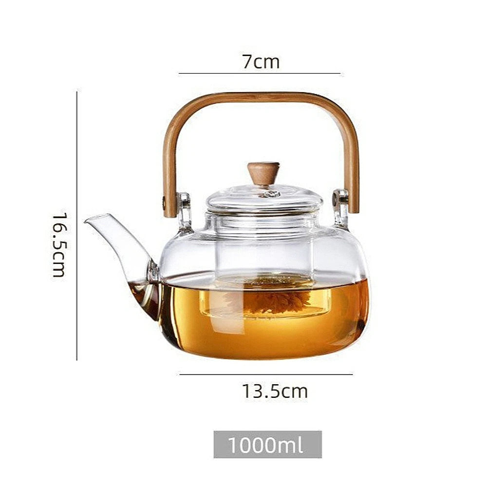 1000ML Glass Teapot with Infuser | Stovetop Safe Tea Kettle Glass Teapot Nixie