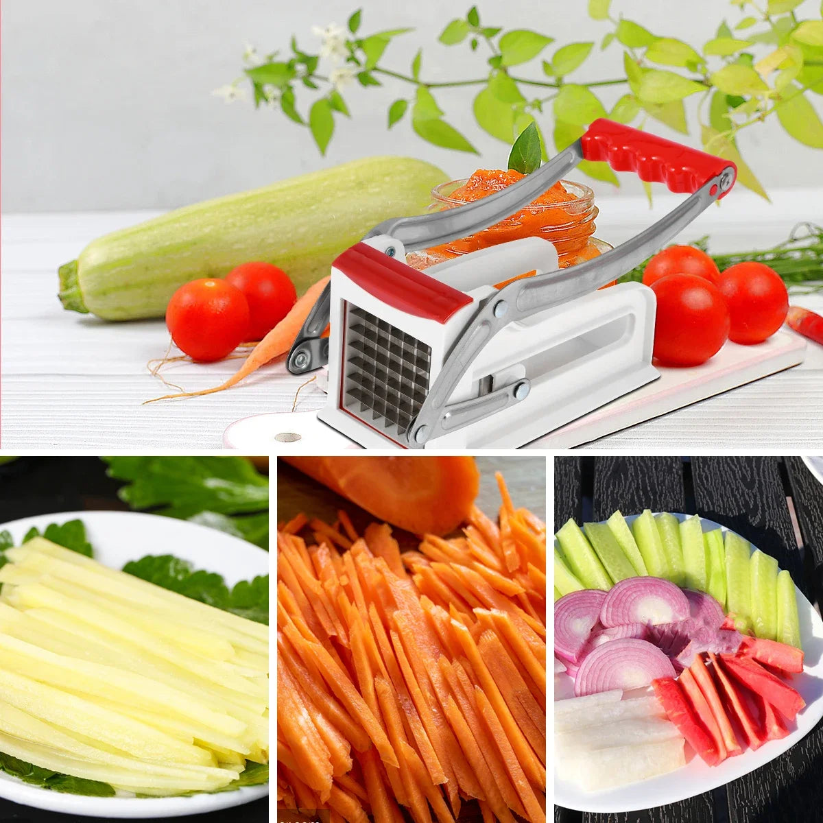 Stainless Steel French Fry Cutter – 25 & 49 Hole Blades French Fry Cutter Nixie