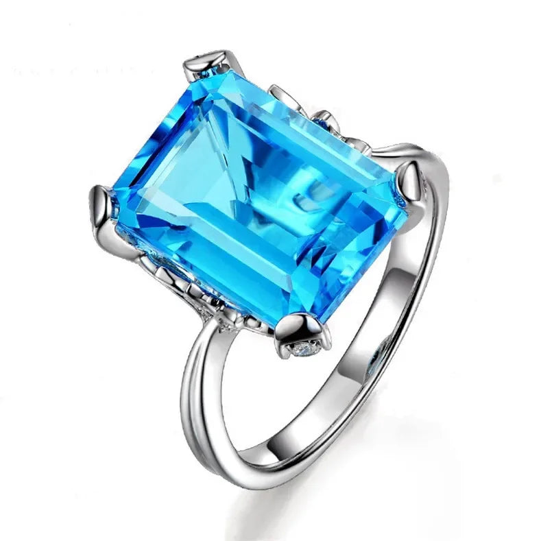 Silver Aquamarine Zircon Ring – Wedding & Engagement Sizes 6–10 Fashion Zircon Ring Nixie WHITE 3