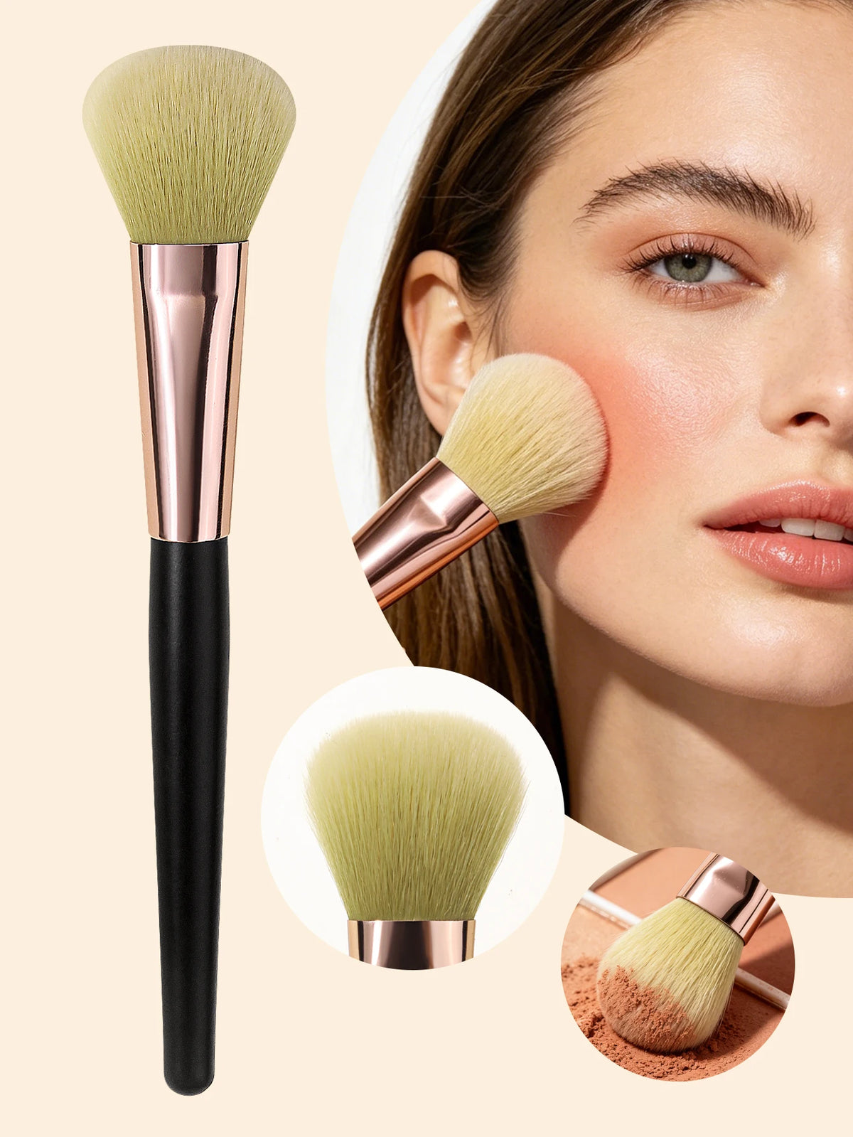 Soft Round Blush Brush – Loose Powder Contouring Makeup Tool