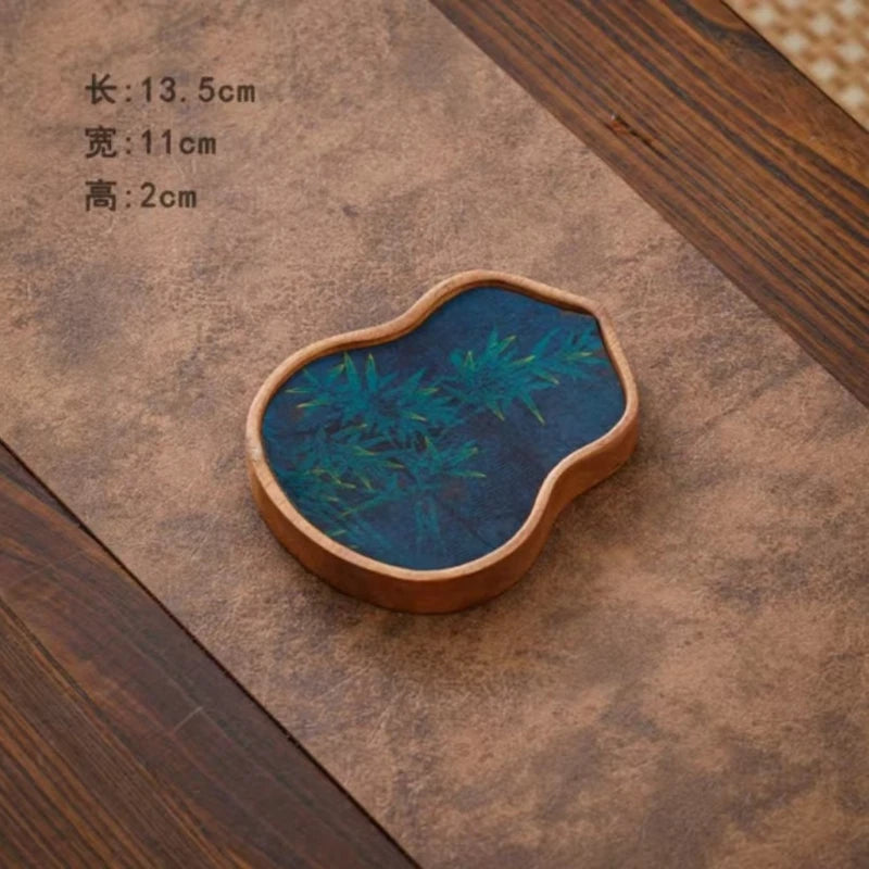 Walnut Tea Tray | Chinese Style Cloud Gauze Tea Mat & Set