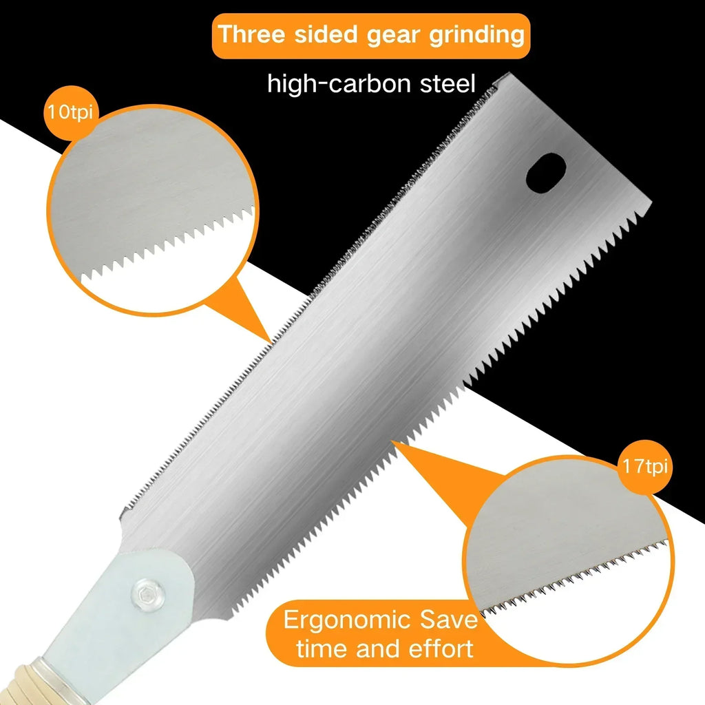 Japanese Pull Saw 9.3" SK5 Double Edge 10/17 TPI Woodworking Saw Woodworking Hand Saw Nixie