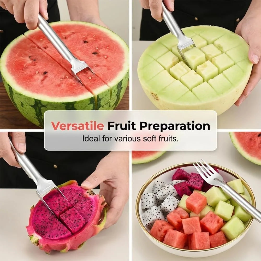 2-in-1 Stainless Steel Watermelon Cutter & Fork Slicer Fruit Slicer Tool Nixie