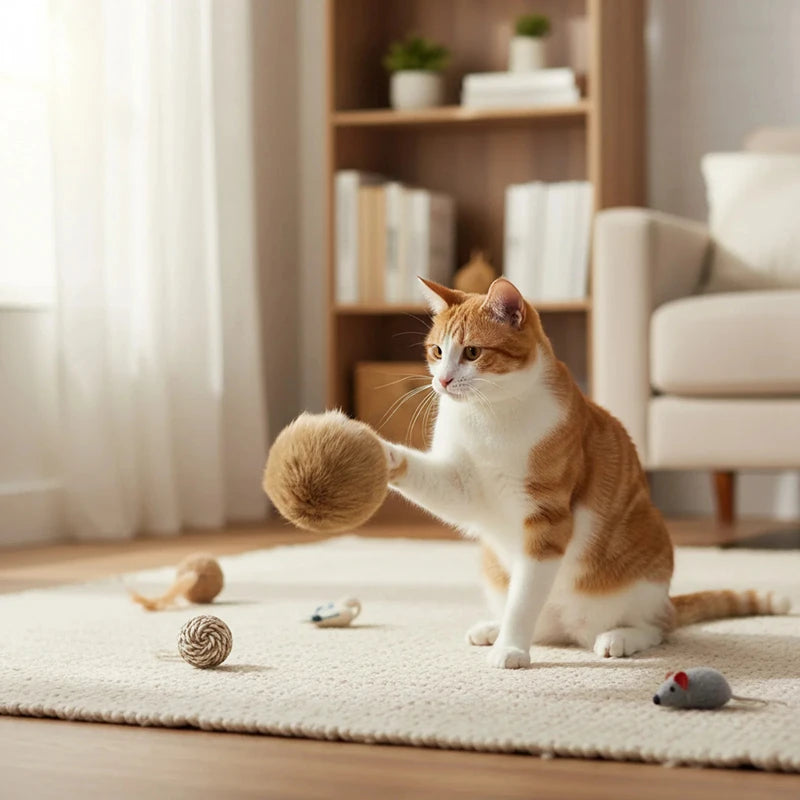 Catnip Faux Fur Cat Toy Balls – 1/2/3/6 Pack, 8cm