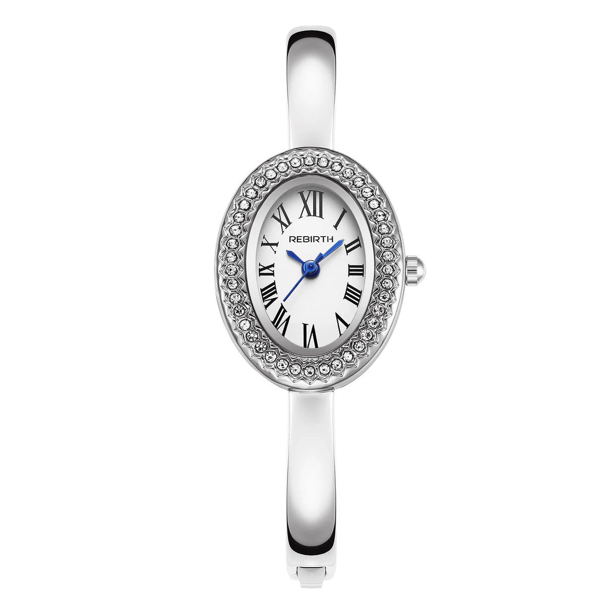 REBIRTH Women's Roman Numeral Bracelet Quartz Watch Women's Quartz Watch Nixie Silver