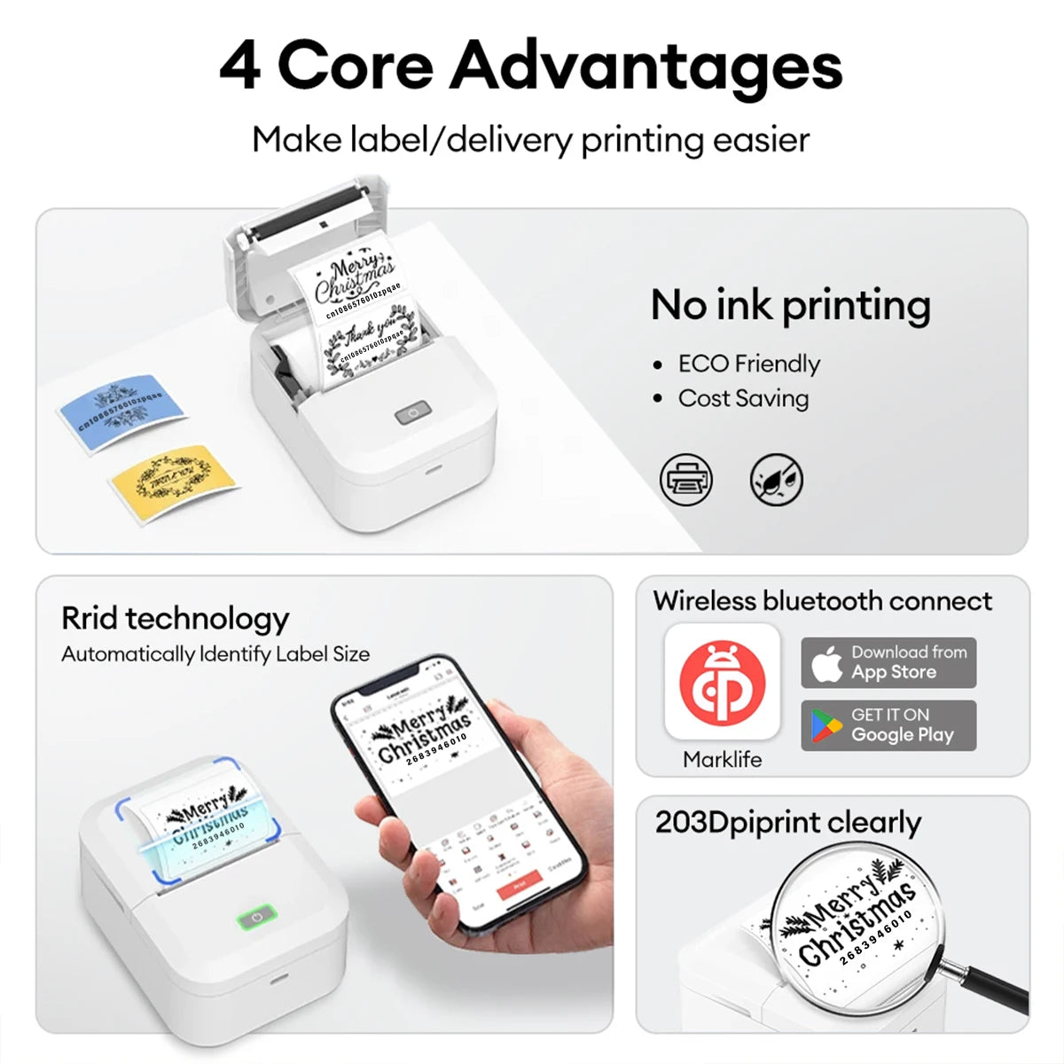 Marklife X2 Portable Bluetooth Thermal Label Printer 2-Inch