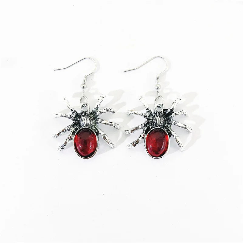 Gothic Ghost Spider Skull Drop Earrings for Women