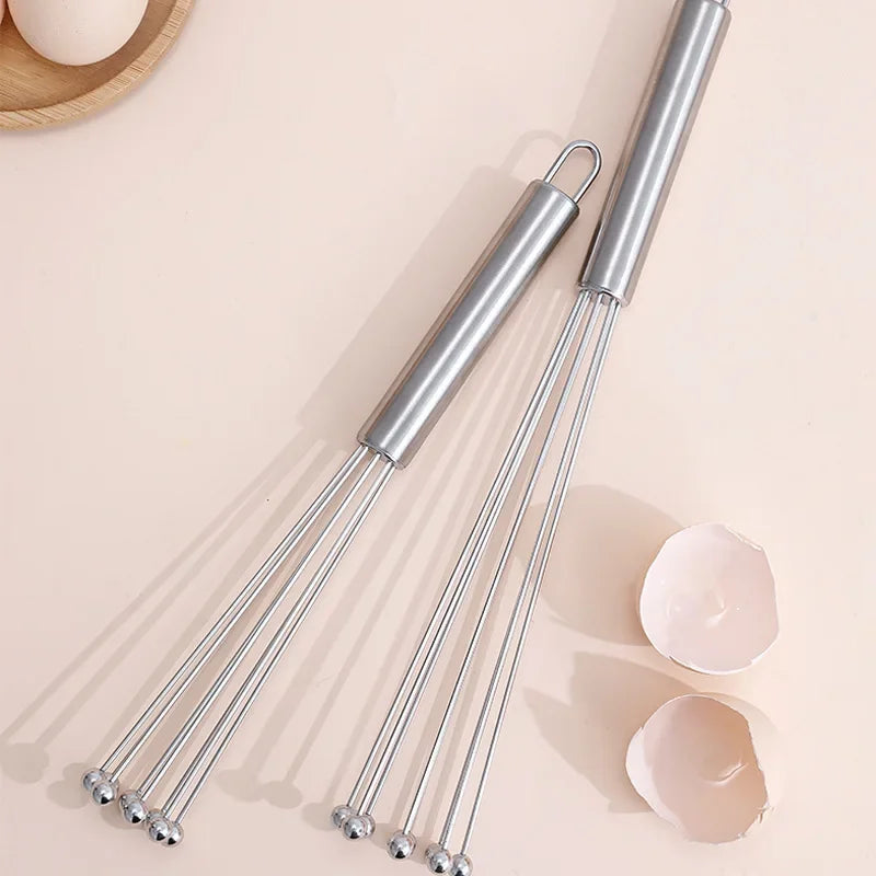 Stainless Steel Ball Whisk Set 10" & 12" – Manual Egg Beater Kitchen Whisk Set Nixie