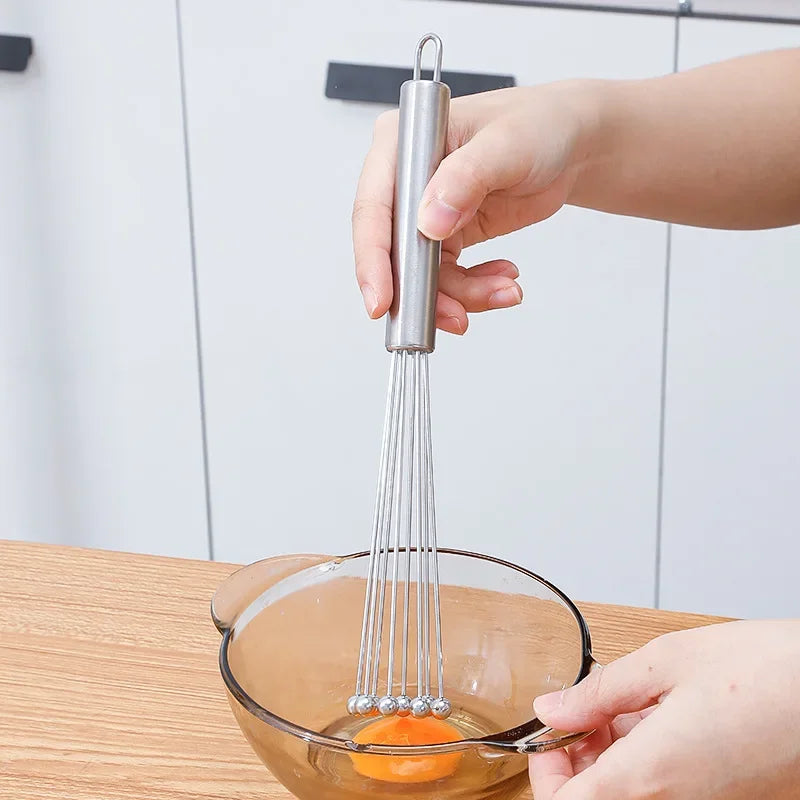 Stainless Steel Ball Whisk Set 10" & 12" – Manual Egg Beater Kitchen Whisk Set Nixie