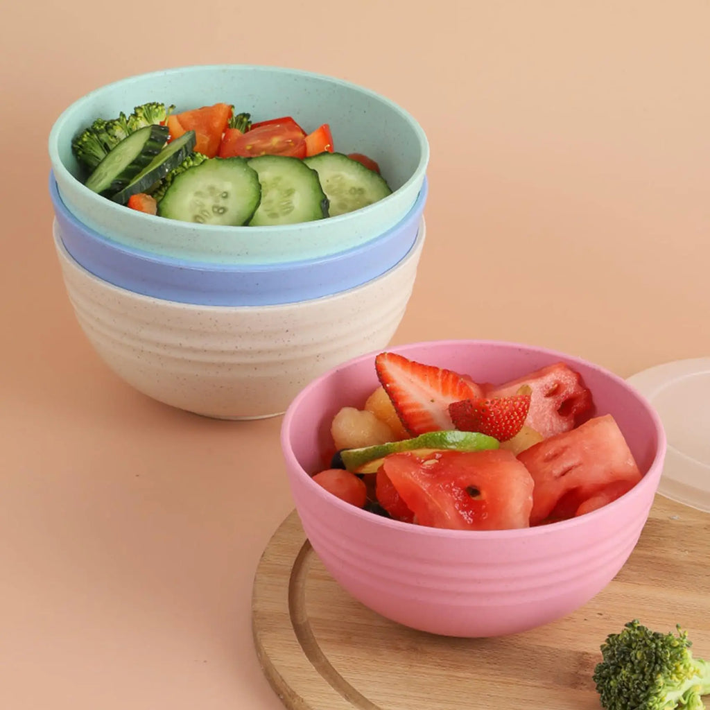 4-Piece Plastic Grain Bowl Set 24oz – Microwave & Dishwasher Safe Plastic Bowl Set Nixie