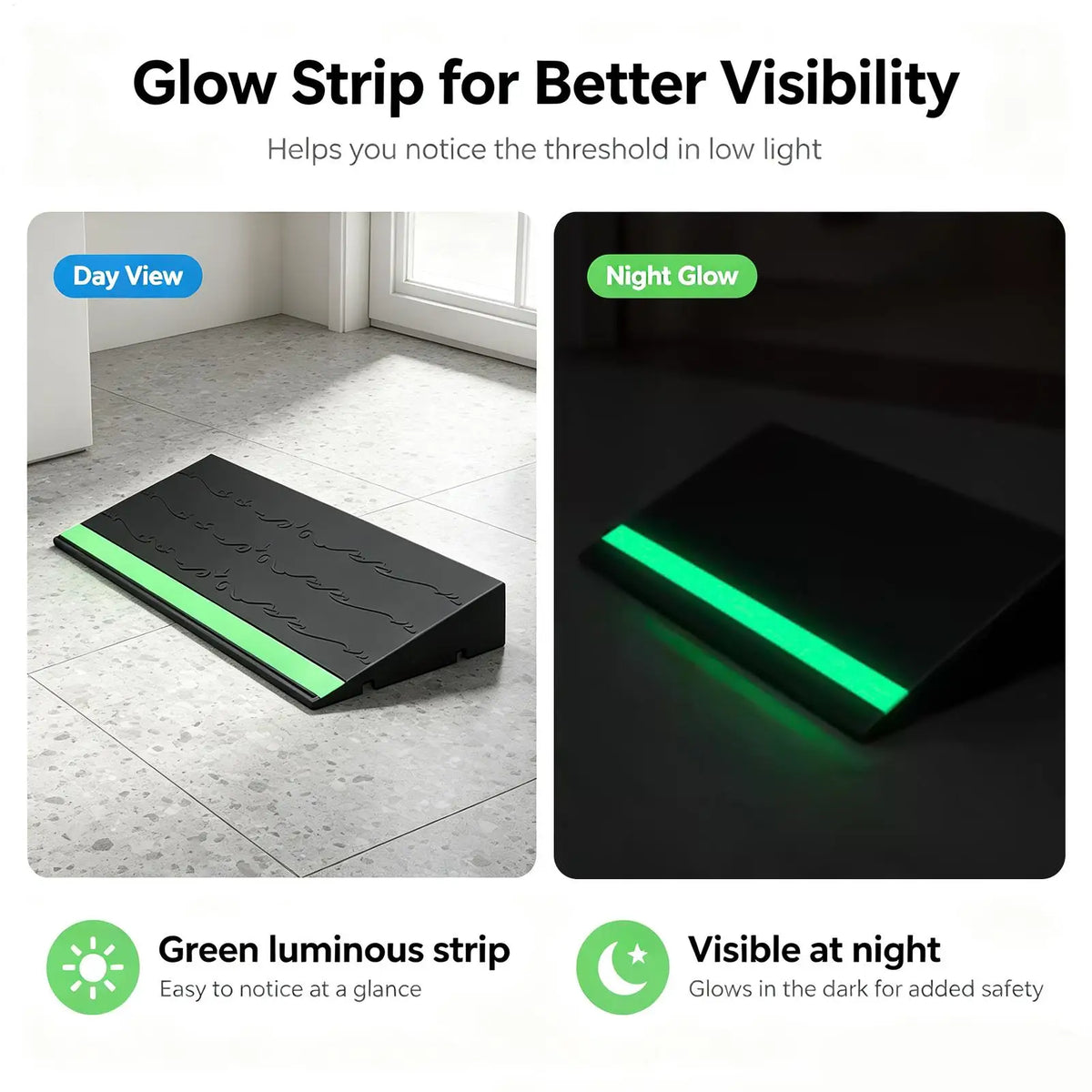 Indoor Threshold Ramp with Glow Strip & Anti-Slip Mat Threshold Ramp Nixie