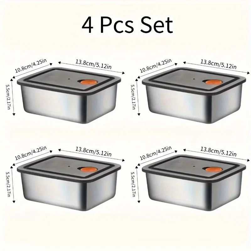 4-Piece Leakproof Stainless Steel Food Storage Container Set Food Storage Containers Nixie 4PCS