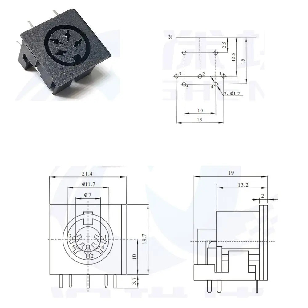 DIN Female Connector 3–8 Pin Mini PCB Panel Mount Socket Plug