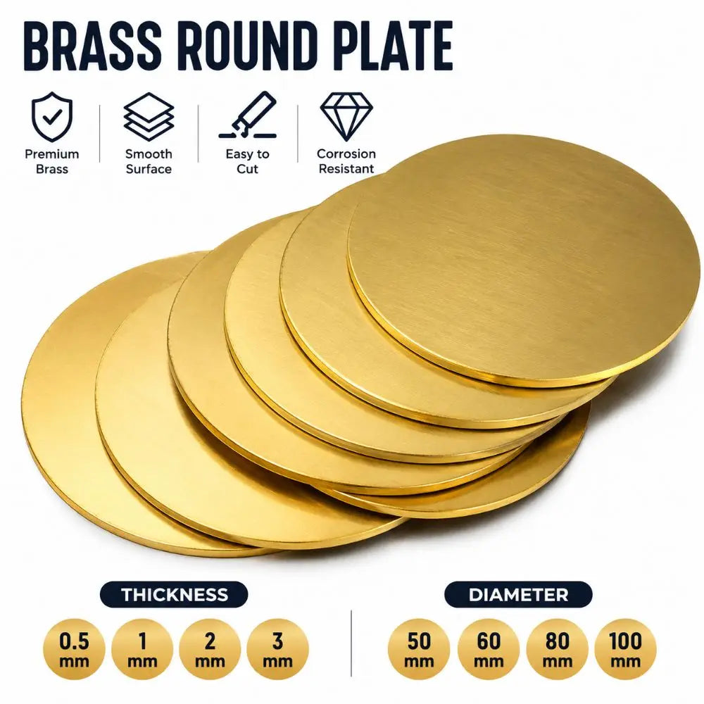 Brass Round Disc Plates 50–100mm | H62 DIY Metal Circles Brass Metal Disc Nixie