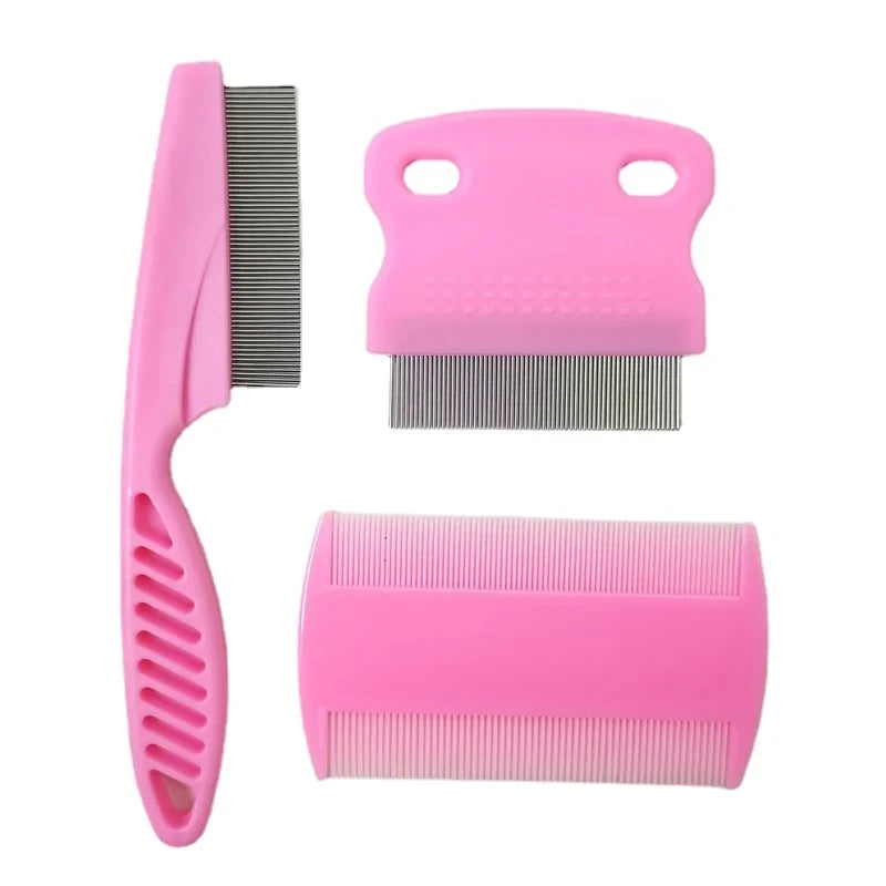 3-Piece Flea Comb Set for Cats & Dogs | Pet Grooming Combs Pet Grooming Comb Nixie Pink