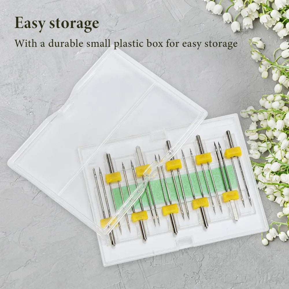 10Pcs Universal Twin Needles for Sewing Machines – High Carbon Sewing Machine Needles Nixie